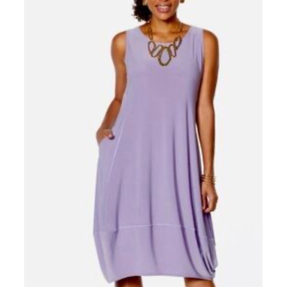 MarlaWynne Matte Jersey Balloon Hem Tank Dress Pockets Purple Plus Size 1X New